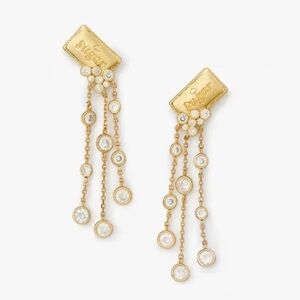 Kate Spade Coffee Break Sugar Packet Statement Earrings, in gold.